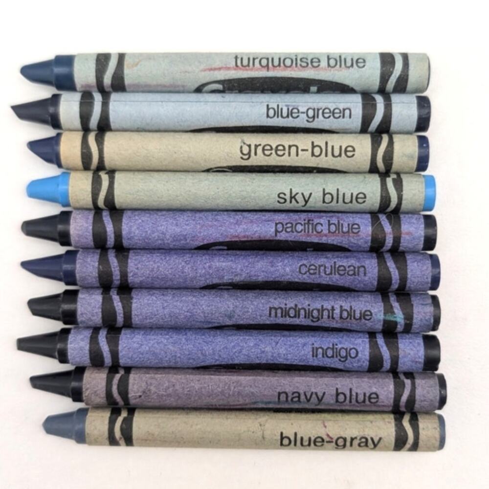 Lot Of Crayola Crayons Rare Retired Discontinued Blue Shades Binney Smith Vtg